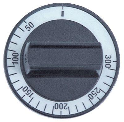 Knap Termostat T.maks. 300°C ø 60mm Akse ø 6x4,6mm Udglatning oppe Arbejdsområde 50-300°C