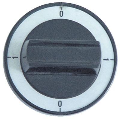 Knap Kontakt 0-1-0-1 ø 60mm Akse ø 6x4,6mm Udglatning oppe