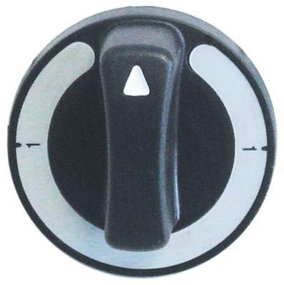 Knap Kontakt 1-0-1 ø 60mm Akse ø 6x4,6mm Udglatning oppe sort