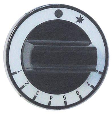 knob gas thermostat 1-8 ø 60mm shaft ø 10x8mmshaft flat left black