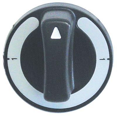 Knap Kontakt 1-0-1 ø 60mm Akse ø 6x4,6mm Udglatning højre sort