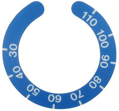 Knapsymbol Termostat T.maks. 110°C blå UD ø 45mm