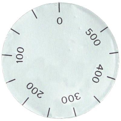 Knapsymbol Termostat T.maks. 500°C sølv UD ø 42mm