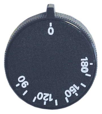 Knap Termostat T.maks. 180°C ø 45mm Akse ø 6x4,6mm Udglatning venstre sort Arbejdsområde 90-1