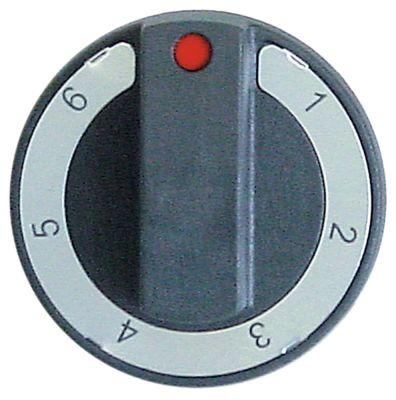 Knap Kontakt 7-takt ø 65mm Akse ø 6x4,6mm Udglatning oppe sort