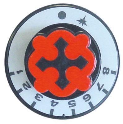 Knap Gastermostat 1-8  -°C ø 70mm Akse ø 8x6,5mm Udglatning oppe passer til OFFCAR sort