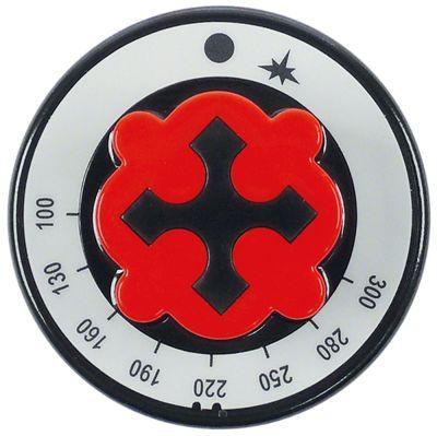 Knap Gastermostat 1-8 ø 70mm Akse ø 10x8mm Udglatning oppe passer til OFFCAR sort