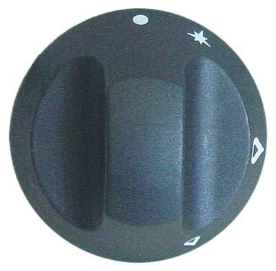 Knap Gashane med tændflamme  -°C ø 67mm Akse ø 10x8mm Udglatning oppe sort