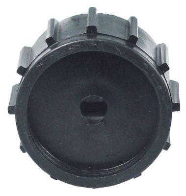 Knap ø 52mm Akse ø 8 x 6mm Udglatning begge sider sort