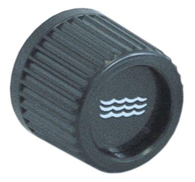 Knap Vand ø 32mm Akse ø 6x6mm Udglatning kvadratisk sort