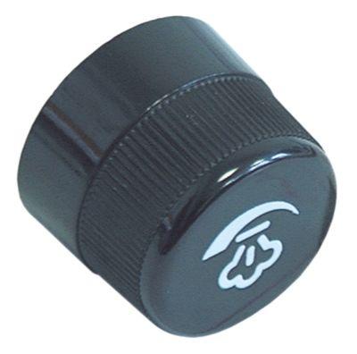 Knap Damp ø 40mm Akse ø 6x6mm Udglatning kvadratisk sort