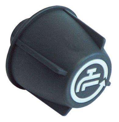 Knap Vand ø 49mm Akse ø 8x6,5mm Udglatning oppe sort