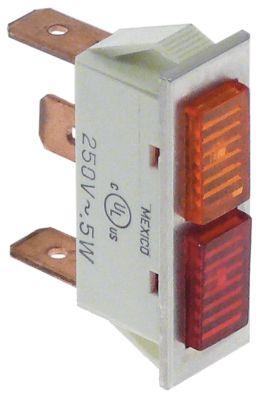 Signallampe Indbygningsmål 34x10mm 250V rød/orange Tilslutning Fladstik 6,3 mm