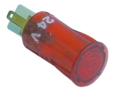 Signallampe ø 12mm 24V rød Tilslutning Fladstik 2,8mm