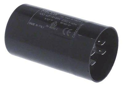 Startkondensator 100uF 250V Plastik  - Tilslutning Fladstik 6,3 mm ø 46mm L 85mm