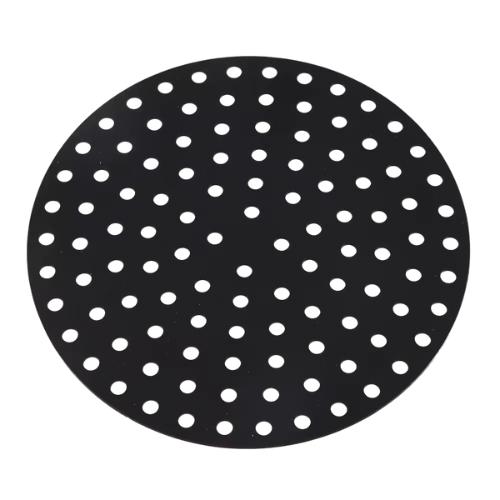 Sort rund silikonemåtte til airfryer Ø 22,5 cm