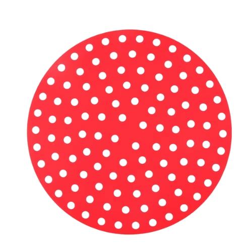 Rød rund silikonemåtte til airfryer Ø 22,5 cm