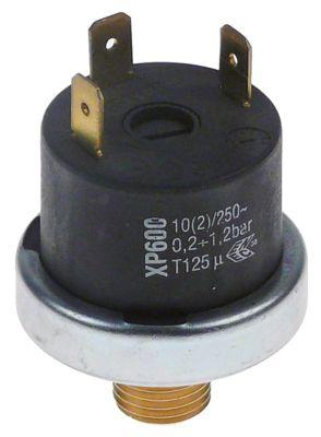 Pressostat Tilslutning Fladstik 6,3 mm ø 38mm 250V 1CO 10A Trykområde 0,2-1,2bar Tryktilslutning