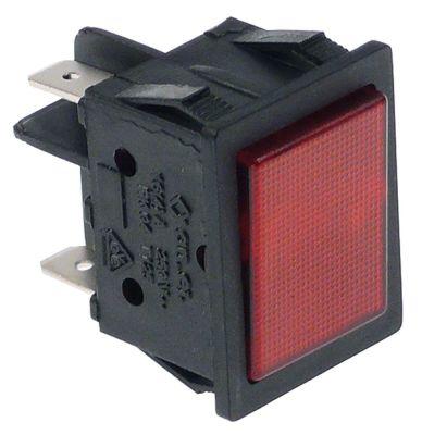 Signalelement Indbygningsmål 30x22mm 250V rød Tilslutning Fladstik 6,3 mm Lampe 16A