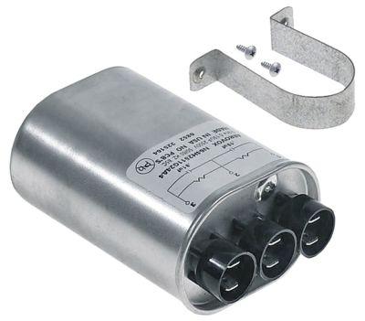 HV-kondensator 1,05 / 0,15µF 2500V Aluminium Tilslutning Fladstik 6,3 mm H 46mm L 108mm B 70mm