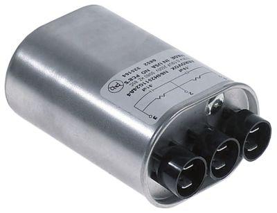 HV-kondensator 0,91/ 0,19µF 2500V Aluminium Tilslutning Fladstik 6,3 mm H 465mm L 109mm B 71mm