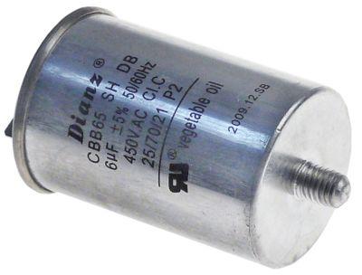 Driftskondensator 450V Metal M8 Tilslutning Fladstik 6,3 mm ø 43mm L 62mm