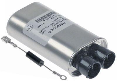 HV-kondensator 8µF 2100V Aluminium Tilslutning Fladstik 6,3 mm H 32mm L 113mm B 52mm