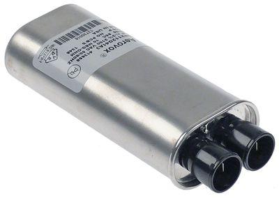 HV-kondensator 12µF 2100V Aluminium Tilslutning Fladstik 6,3 mm H 32mm L 137mm B 51mm
